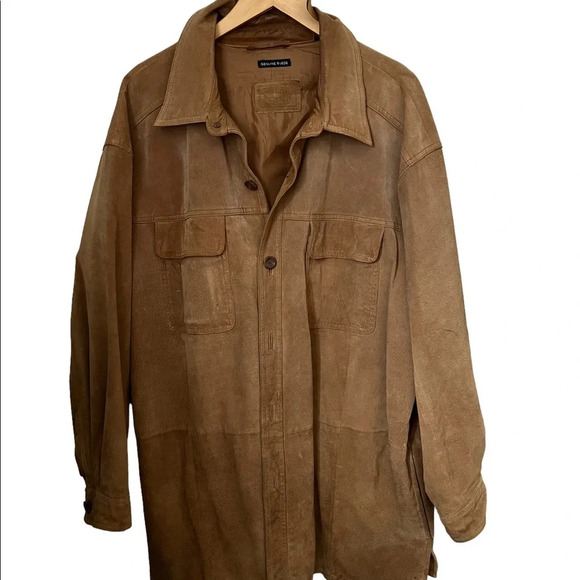 Vintage Genuine Suede Long Jacket/Coat XL Tall - Picture 3 of 8